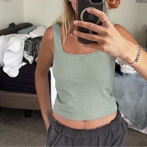 Wallflower Light Green Ribbed Tank Top